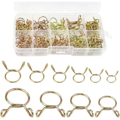 126 Pièces Clip à Ressort Tuyau Serre-Joints, 5-14 mm Colliers de Serrage à Ressort Collier Serrage Durite Essence Colliers de Serrage de Tuyau de Carburant pour Eau Tuyaux, Silicone Tubes