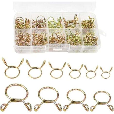 126 Pièces Clip à Ressort Tuyau Serre-Joints, 5-14 mm Colliers de Serrage à Ressort Collier Serrage Durite Essence Colliers de Serrage de Tuyau de Carburant pour Eau Tuyaux, Silicone Tubes