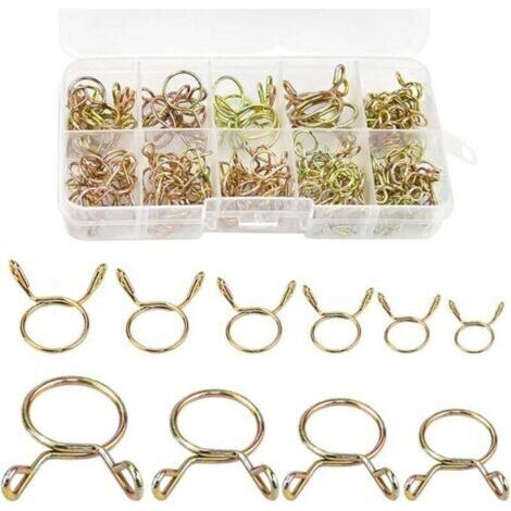 126 Pièces Clip à Ressort Tuyau Serre-Joints, 5-14 mm Colliers de Serrage à Ressort Collier Serrage Durite Essence Colliers de Serrage de Tuyau de Carburant pour Eau Tuyaux, Silicone Tubes