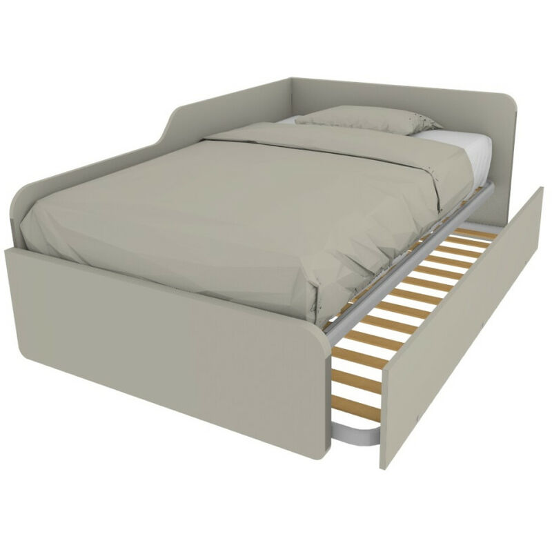 Canapé-lit double 120x190 avec dossier et deuxième lit extractible - Cappuccino écru