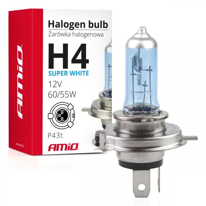 Tresice France - Ampoule halogène H4 12V 60/55W filtre uv (E8) Super White AMIO-01269