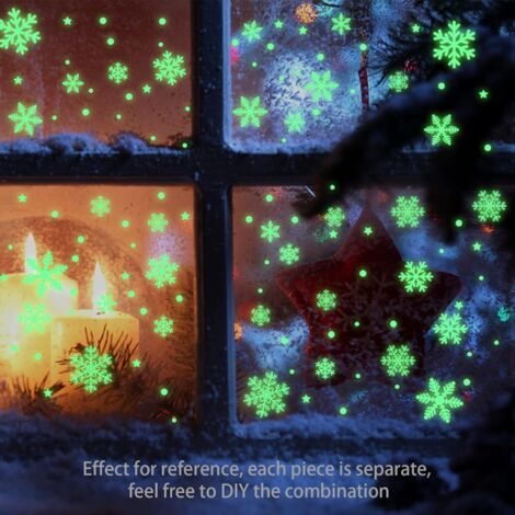 128 adesivi natalizi per finestre, adesivi fluorescenti per finestre natalizie, decorazioni natalizie, fiocchi di neve, decorazioni per interni natalizi, adesivi statici in PVC riutilizzabili e rimovi