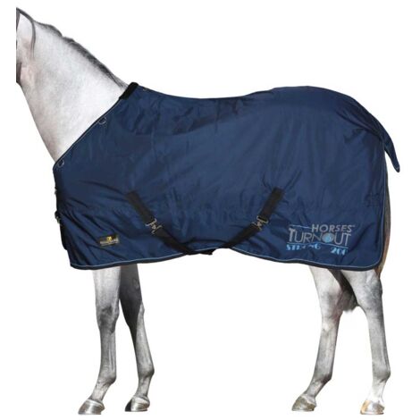 128 cm, Blu: Coperta da paddock impermeabile imbottitura 200 g e tessuto esterno 1000 denari modello Turnout Strong