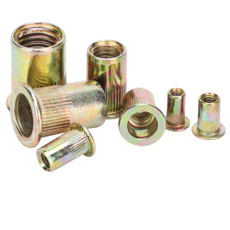 128 Pièces de Rivets à Cage en Acier Zingué, Assortiment M3/4/5/6/8/10/12, Filetage Vertical