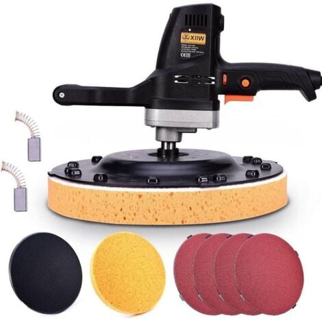 XIIW 1280W Lisseuse de plâtre Traitement de plâtre Machine de traitement de plâtre Machine de nettoyage 230 tr/min Ponceuse murale Lissage mural Polisseuse, Disque en plastique Disque éponge, 6 vitesses