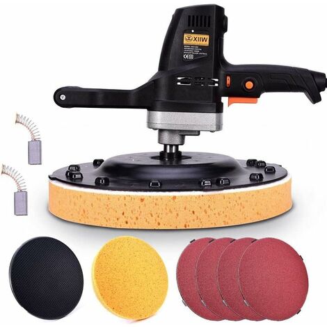 1280W Putzglättmaschine Putzbearbeitung Putzbearbeitungsmaschine Putzmaschine 230U/min Wandschleifer Wandglättungs Poliermaschine, Kunststoffscheibe Schwammscheibe Schleifscheibe, 6 Geschwindigkeit