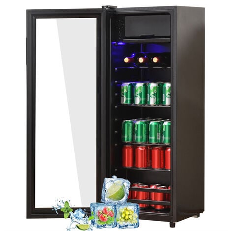 Mini frigo de chambre 128L (8L+120L) - Réfrigérateur à boissons - Porte  vitrée - Classe F - Noir - Achat / Vente mini-bar – mini frigo Mini frigo  de chambre 128L (8L+120L) 