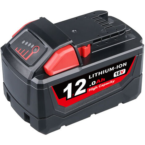 PDSTATION 12Ah 18V For Milwaukee M18 High Capacity Li-ion Battery 48-11-1890 48-11-1860 48-11-1812 M18 HD18CS0, M18BMT, HD18AG0, M18FID2, M18ONEFHIWF12-0, M18CHX-0, M18CSX-0