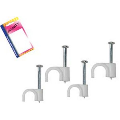 12BL CHIODINI FISSACAVO IN PLASTICA BIANCA IN BLISTER - mm.6-7, in bl.30 pz.
