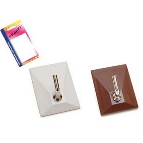 12BL GANCI ADESIVI IN PLASTICA 1 POSTO IN BLISTER - mm.30x40, marrone - in bl.2 pz.
