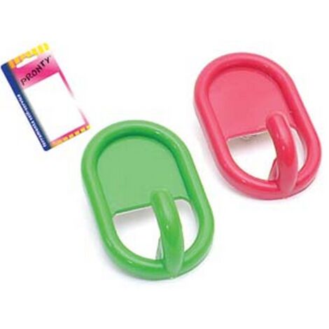 12BL GANCI ADESIVI OVALI IN PLASTICA IN BLISTER - mm.45, in bl. 2 pz.