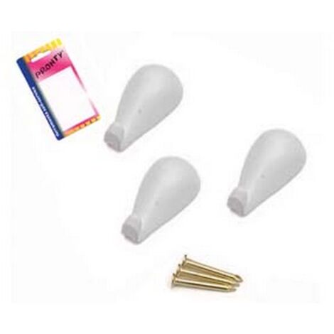 12BL GANCI PER QUADRI A GOCCIA BIANCHI IN BLISTER - mm.27, in bl.3 pz.