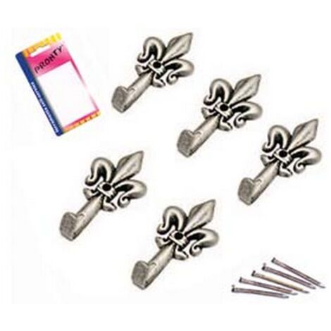 12BL GANCI PER QUADRI GIGLIO ARGENTO PICCOLI IN BLISTER - mm.33, in bl.5 pz.