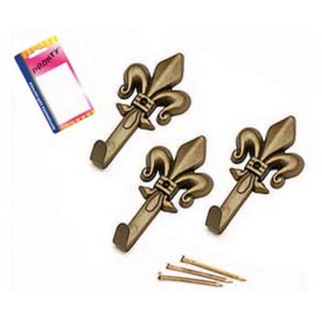 12BL GANCI PER QUADRI GIGLIO BRONZO GRANDI IN BLISTER - mm.47, in bl.3 pz.