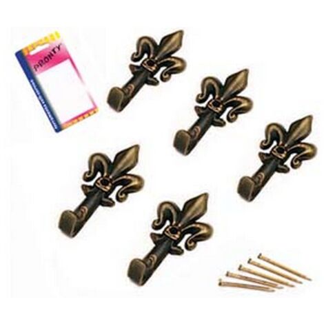 12BL GANCI PER QUADRI GIGLIO BRONZO PICCOLI IN BLISTER - mm.33, in bl.5 pz.