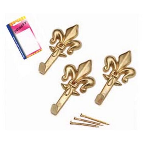 12BL GANCI PER QUADRI GIGLIO ORO GRANDI IN BLISTER - mm.47, in bl.3 pz.