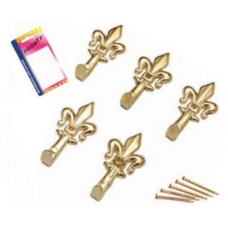 12BL GANCI PER QUADRI GIGLIO ORO PICCOLI IN BLISTER - mm.33, in bl.5 pz.