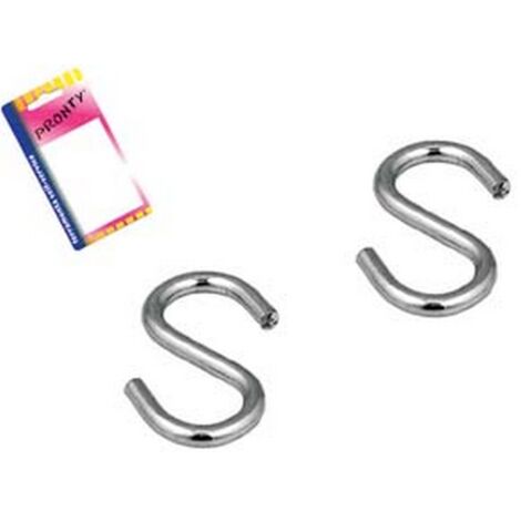 12BL GANCIO A "S" IN ACCIAIO ZINCATO IN BLISTER - mm.40, in bl.6 pz.
