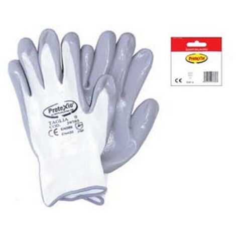 12BL GUANTI DA LAVORO IN POLIESTERE CON PALMO RICOPERTO IN NITRILE GRIGIO tg.L misura 9 colore grigio con cavaliere
