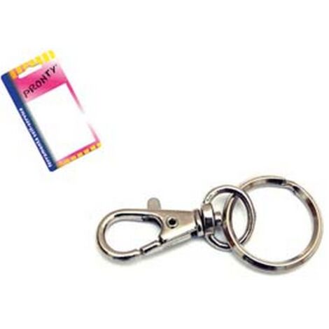12BL MOSCHETTONE PICCOLO NICHELATO CON ANELLO IN BLISTER - mm.45, in bl.2 pz.