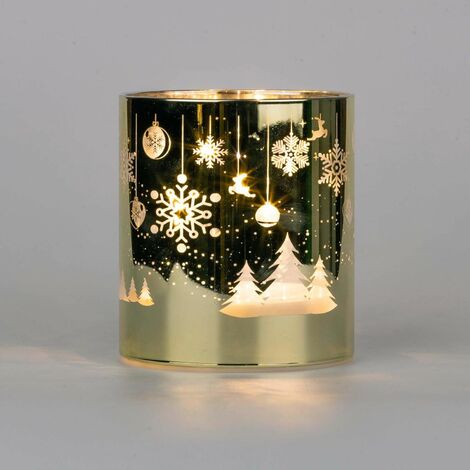 12cm Christmas Decorated Vase Led Gold Glass Vase / Trees