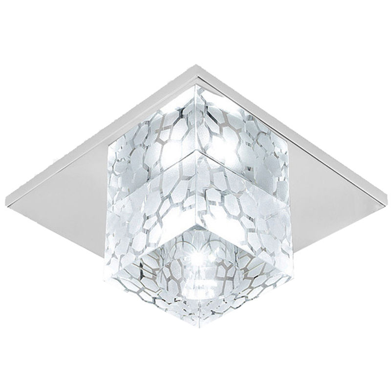12cm Modern Ceiling Light Water Cube Crystal Lamp Luxury LED Square Crystal Chandeliers for Kitchen Home Office Dining Room Bedroom Coffee(White)