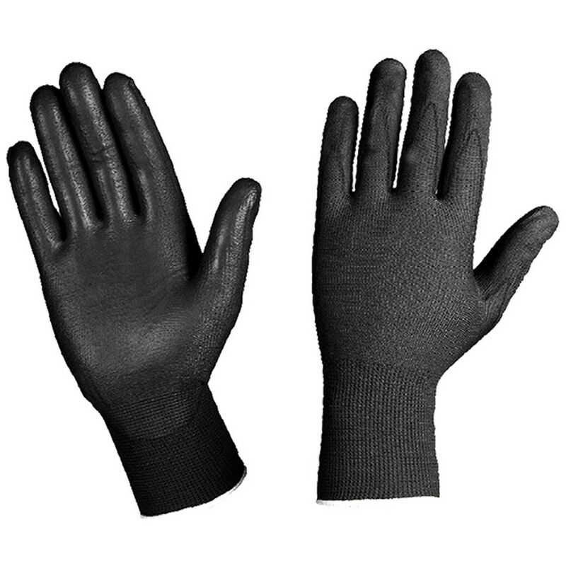 Image of 12COPPIE guanti nylon/poliuretano tg. l - colore nero