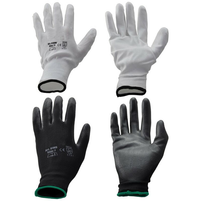 12coppie Guanti Poliestere / Poliuretano Tg.10