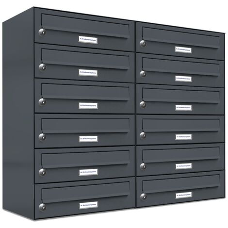 12er Briefkasten Anthrazit Anlage 12 Fach Wandbriefkasten Postkasten