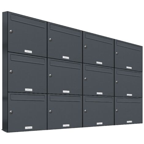 12er Briefkasten Anthrazit Anlage 12 Fach Wandbriefkasten Postkasten