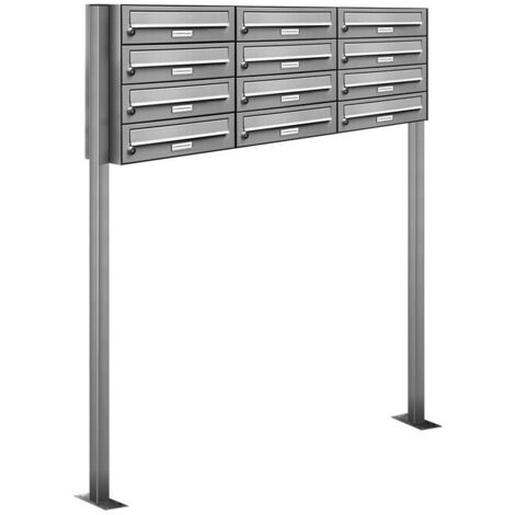 12er Edelstahl Stand Briefkasten Anlage Freistehend