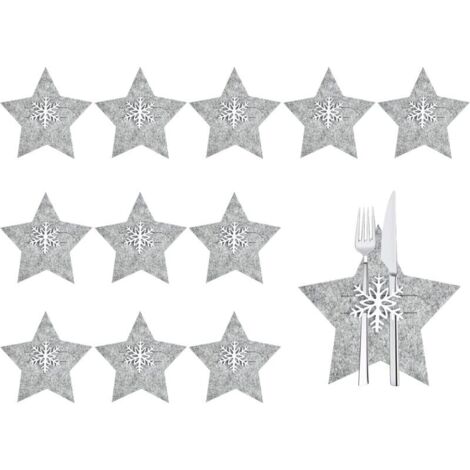 12er-Pack Besteckhalter für Weihnachten, Bestecktasche für Weihnachten, Tischdekoration für Messer, Gabeln und Essstäbchen