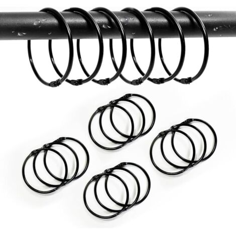 12er-Pack Edelstahl-Duschvorhangringe, 50 mm Duschvorhangringe, runde Metall-Duschvorhangringe, Duschvorhanghaken