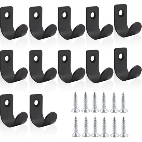 12er-Pack Flachplanenhaken, 35 x 16 x 17 mm, Anhängerhaken, langlebige Haken zur Befestigung von Anhängernetzen und Planen (Schwarz)