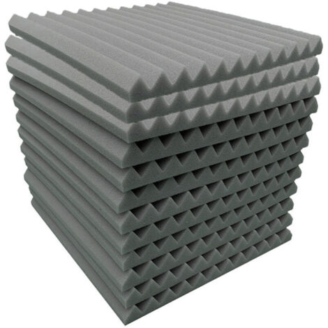 12er-Pack Keilförmige Akustik-Wandpaneele, Quadrate, Home Studio, Schallschutz-Behandlungsschaum, Zubehör, 30 x 30 x 2,5 cm, Schwarz
