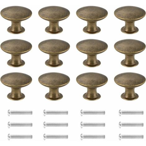 12er-Pack Retro Kommodenknöpfe Möbelgriff abgerundete Kanten Eisen Messing Antik Knauf Pull Knopf Garderobe für Landhaus Vintage Küche Möbel Kleiderschrank Schublade, Geöltes Bronze