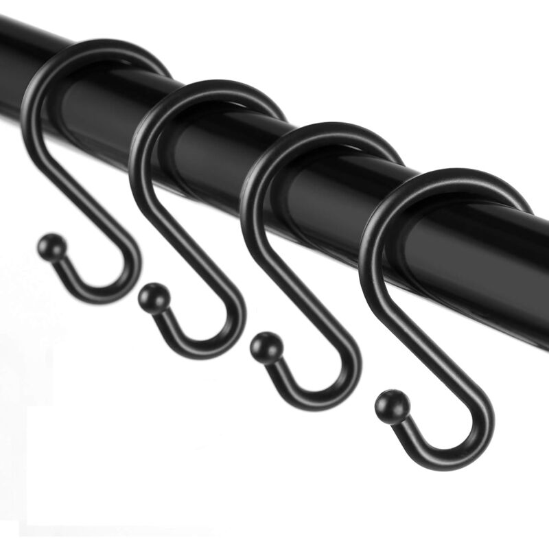 Image of Alovez - 12er-Pack rostfreie Duschvorhanghaken aus Metall in S-Form (schwarz)