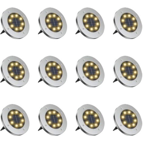12er-Pack Solarleuchten, Kunststoff/Edelstahl, LED, IP65, silber