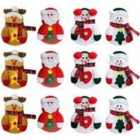 12er-Pack Taschen für Küchenutensilien mit Weihnachtskostüm-Design, Messer, Gabeln, Beutel, Weihnachtsmann, Schneemann, Elch, Weihnachtsfeier-Dekoration, Kindergeburtstagsgeschenk