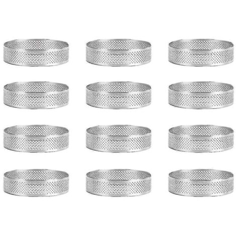 12er-Packung Tortenringe aus Edelstahl, perforierte Tortenringe, 6 cm