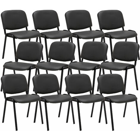 12er Set Besucherstuhl Ken Kunstleder grau