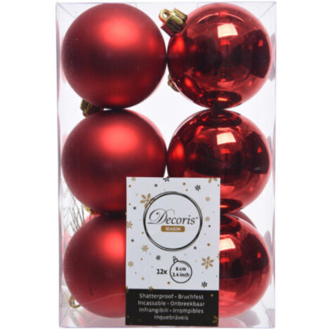 12er-Set EDM-Kugeln - Weihnachtsstimmung - Rot - 71871