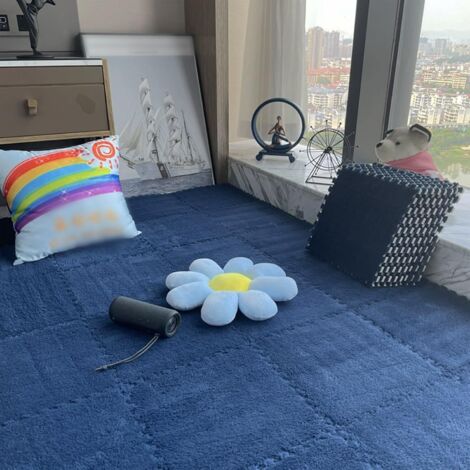 12er-Set Flauschige Schaumstoff-Puzzlematten 30 x 30 cm – Weiche ineinandergreifende Bodenplatten für Wohnzimmer, Schlafzimmer oder Spielbereich Marineblau