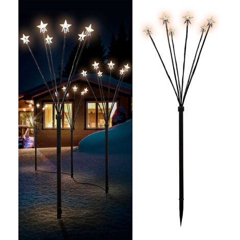 12'er Set LED-Gartenleuchtstäbe mit 24 Sternen Batteriebetrieben-MLK078W-3