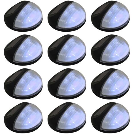 12er Set LED Solarwandleuchte Rund Schwarz