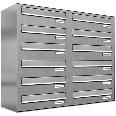 12er V2A Edelstahl Briefkasten-Anlage Tür- Zaundurchwurf