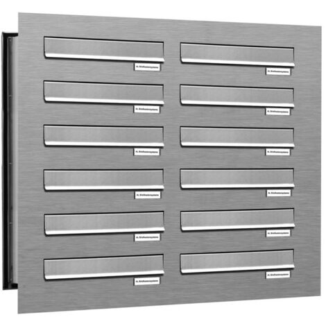 12er V2A Edelstahl Briefkastenanlage für Mauerdurchwurf
