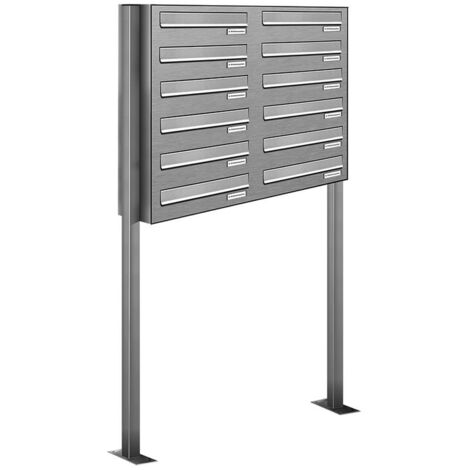 12er V2A Edelstahl Standbriefkasten Freistehend Durchwurfanlage