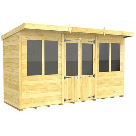 12ft x 4ft Pent Summer House - Wood - L118 x W358 x H201 cm
