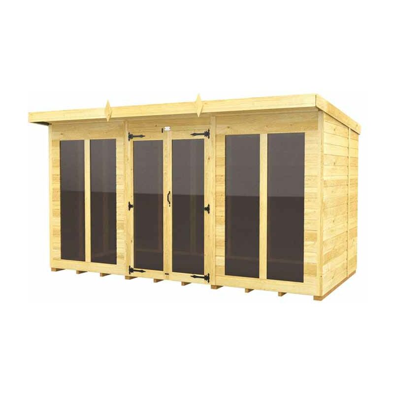 12ft x 5ft Pent Summer House (Full Height Window) - Wood - L 147 x W 358 x H 201 cm